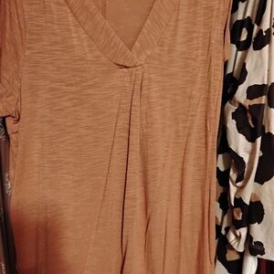 Women's Tan V-Neck Top